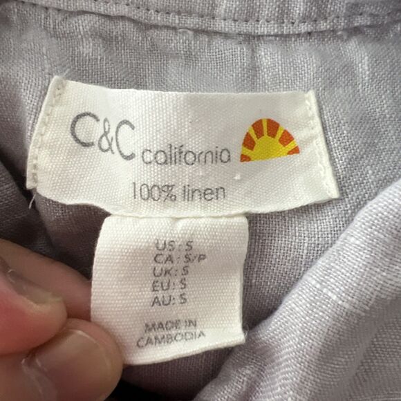 C&C California Linen Shirt Dress Women Small Short Sleeve Button Up Collared - Picture 5 of 14